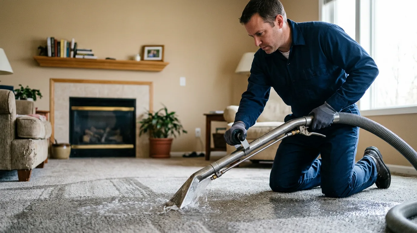 Water damage restoration technician working near Oakland, MS